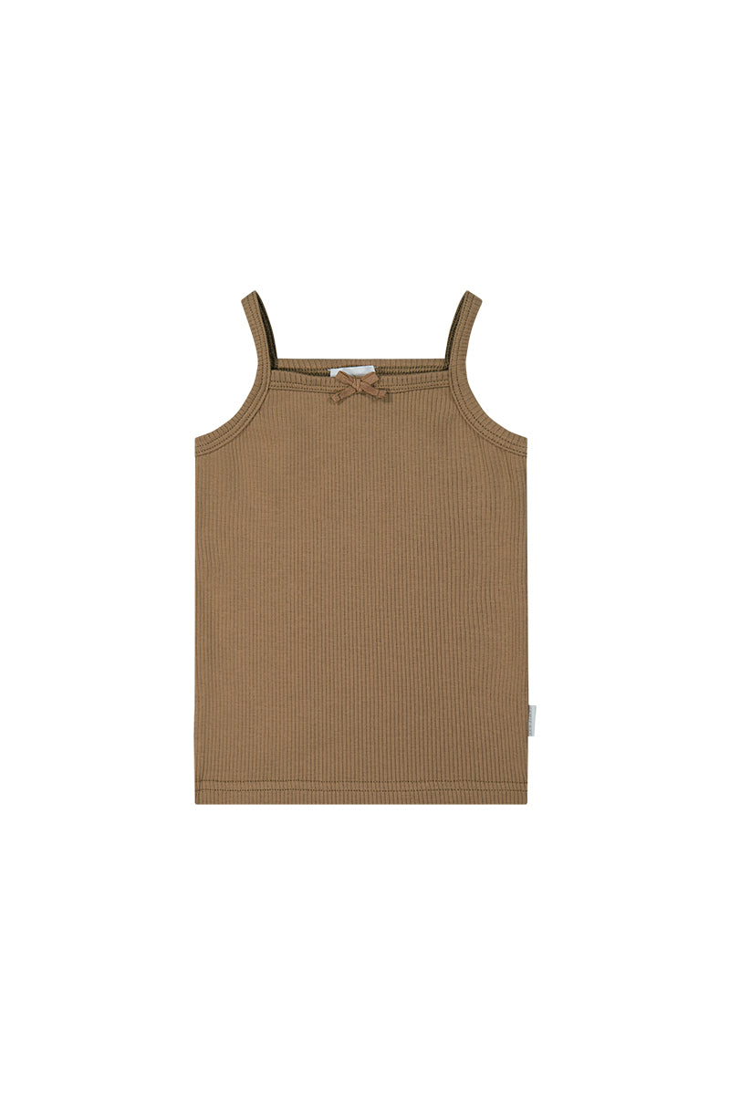 Organic Cotton Fine Rib Singlet - Caramel Childrens Singlet from Jamie Kay USA