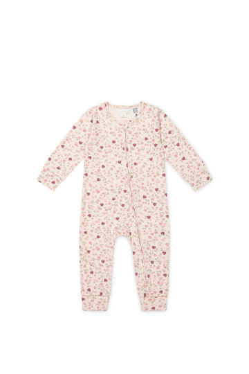 Organic Cotton Frankie Onepiece - Berry Cream Adaline Berries Childrens Pyjama from Jamie Kay USA