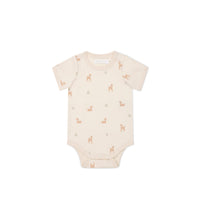 Organic Cotton Hudson Short Sleeve Bodysuit - Fable Deer Cloud Childrens Bodysuit from Jamie Kay USA