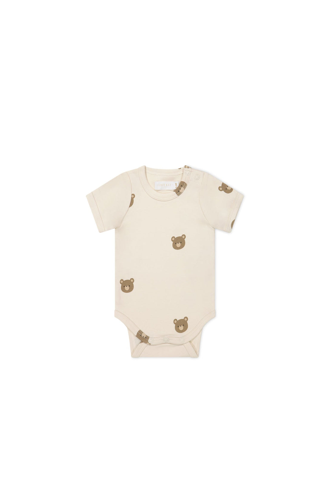 Organic Cotton Hudson Short Sleeve Bodysuit - Bobbie Bear Tofu Childrens Bodysuit from Jamie Kay USA