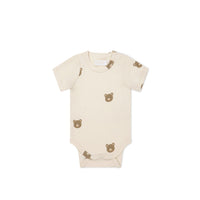 Organic Cotton Hudson Short Sleeve Bodysuit - Bobbie Bear Tofu Childrens Bodysuit from Jamie Kay USA