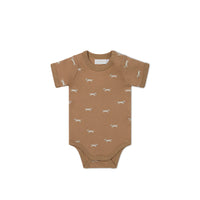 Organic Cotton Hudson Short Sleeve Bodysuit - Cosy Basil Spiced Childrens Bodysuit from Jamie Kay USA