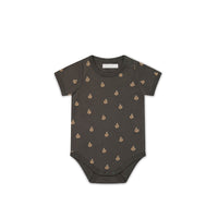 Organic Cotton Hudson Short Sleeve Bodysuit - Fox Cubs Wolf Childrens Bodysuit from Jamie Kay USA