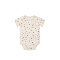 Organic Cotton Hudson Short Sleeve Bodysuit - Woodland Friends Childrens Bodysuit from Jamie Kay USA