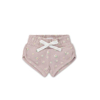 Organic Cotton Ivy Shortie - Simple Flowers Lilac Childrens Short from Jamie Kay USA