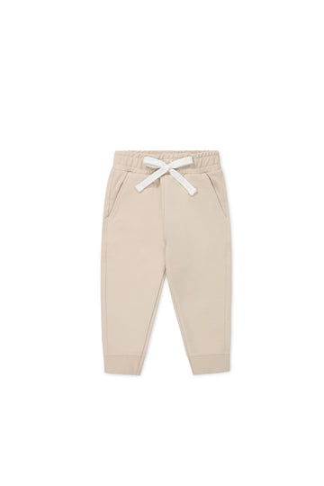 Organic Cotton Jalen Track Pant - Soft Sand Childrens Pant from Jamie Kay USA