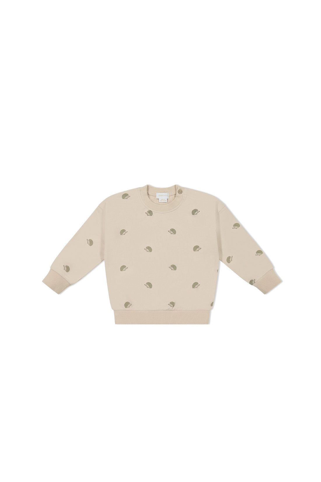 Organic Cotton Kit Sweatshirt - Henry Hedgehog Birch Childrens Top from Jamie Kay USA