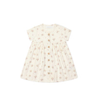 Organic Cotton Lola Dress - Goldie Bouquet Egret Childrens Dress from Jamie Kay USA