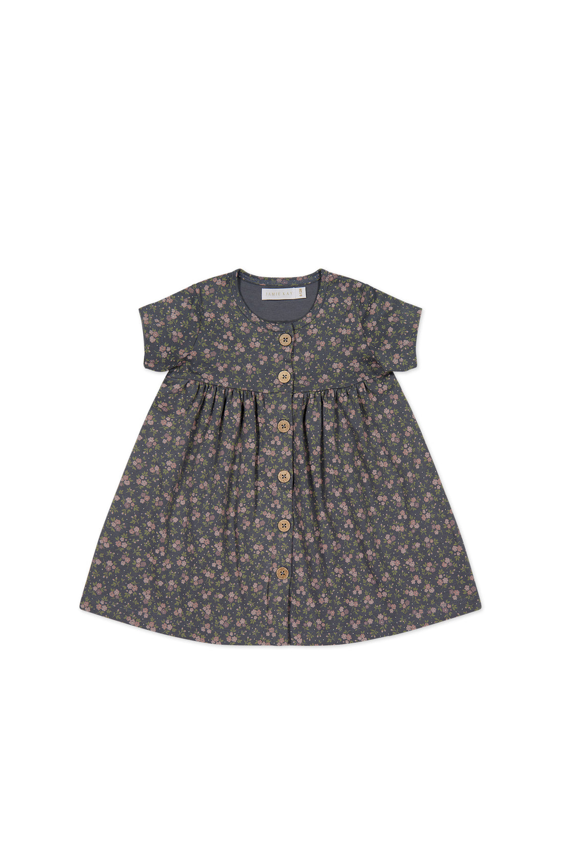 Organic Cotton Lola Dress - Rosalie Floral Lava Childrens Dress from Jamie Kay USA