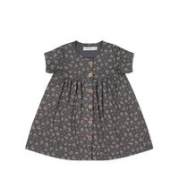 Organic Cotton Lola Dress - Rosalie Floral Lava Childrens Dress from Jamie Kay USA