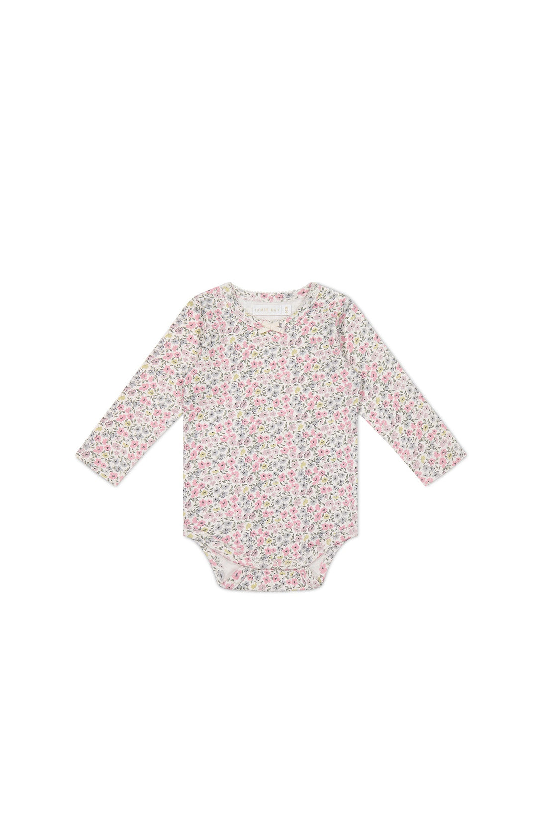 Organic Cotton Long Sleeve Bodysuit - Fifi Mini Slightly Pink Childrens Bodysuit from Jamie Kay USA