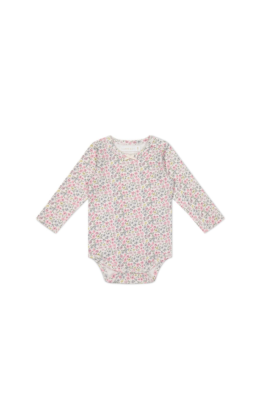 Organic Cotton Long Sleeve Bodysuit - Fifi Mini Slightly Pink Childrens Bodysuit from Jamie Kay USA