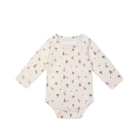 Organic Cotton Long Sleeve Bodysuit - Foraging Friends Childrens Bodysuit from Jamie Kay USA