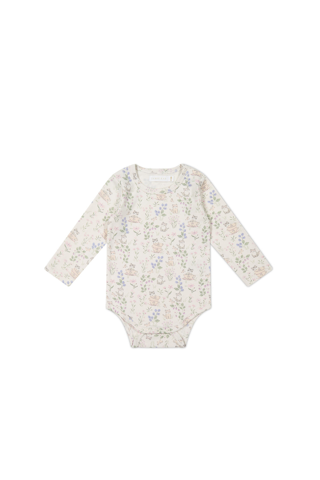 Organic Cotton Long Sleeve Bodysuit - Moons Garden Lavender Childrens Bodysuit from Jamie Kay USA