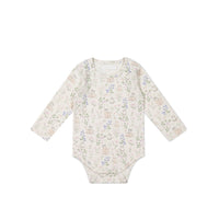 Organic Cotton Long Sleeve Bodysuit - Moons Garden Lavender Childrens Bodysuit from Jamie Kay USA