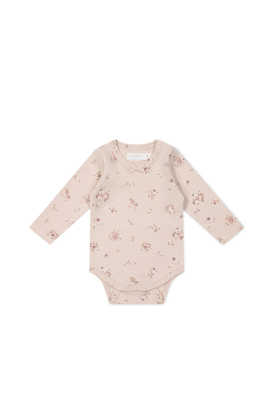 Organic Cotton Long Sleeve Bodysuit - Petite Fleur Soft Peony Childrens Bodysuit from Jamie Kay USA