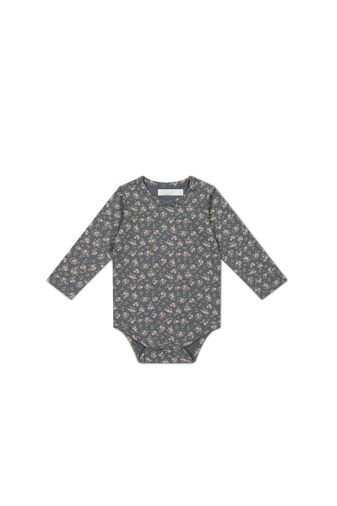 Organic Cotton Long Sleeve Bodysuit - Rosalie Floral Lava Childrens Bodysuit from Jamie Kay USA