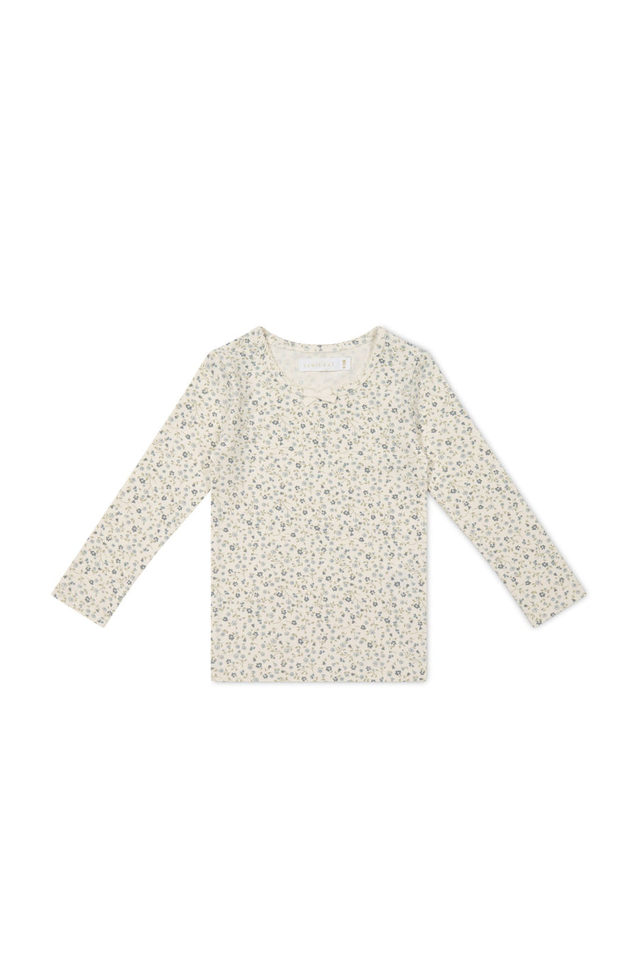 Organic Cotton Long Sleeve Top - Dainty Egret Blues Childrens Top from Jamie Kay USA