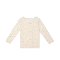 Organic Cotton Long Sleeve Top - Ditsy Berry Rose Childrens Top from Jamie Kay USA