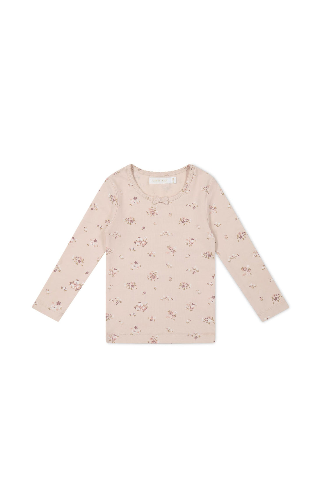 Organic Cotton Long Sleeve Top - Petite Fleur Soft Peony Childrens Top from Jamie Kay USA