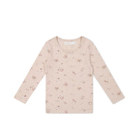 Organic Cotton Long Sleeve Top - Petite Fleur Soft Peony Childrens Top from Jamie Kay USA