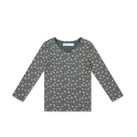 Organic Cotton Long Sleeve Top - Rosalie Floral Lava Childrens Top from Jamie Kay USA