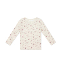 Organic Cotton Long Sleeve Top - Sweet William Floral Natural Childrens Top from Jamie Kay USA