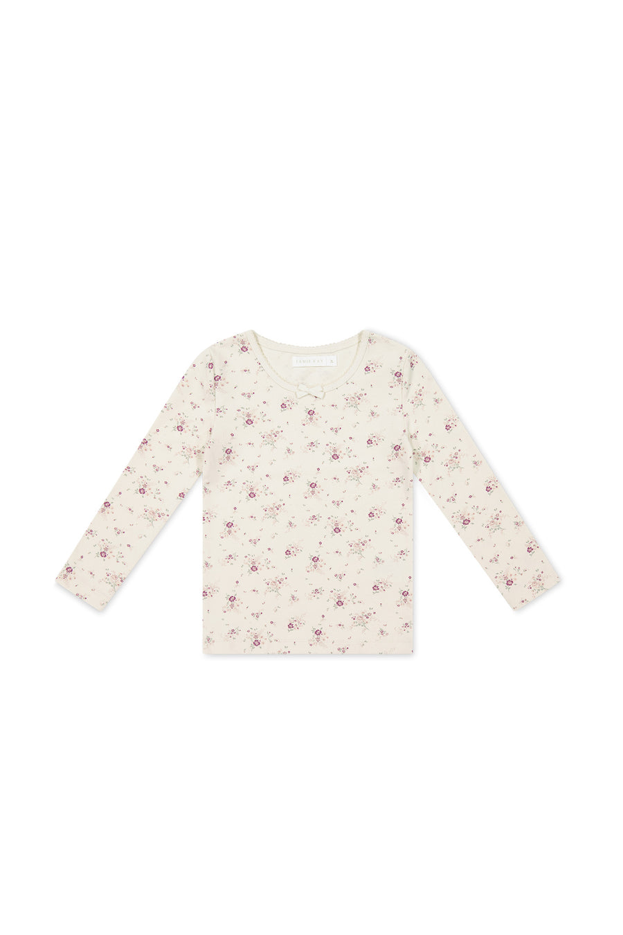 Organic Cotton Long Sleeve Top - Sweet William Floral Natural Childrens Top from Jamie Kay USA