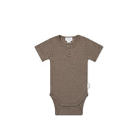 Organic Cotton Modal Darcy Rib Tee Bodysuit - Brownie Marle Childrens Bodysuit from Jamie Kay USA