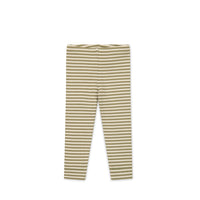 Organic Cotton Modal Everyday Legging - Narrow Stripe Oak/Soft Clay Childrens Legging from Jamie Kay USA