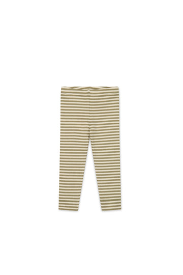 Organic Cotton Modal Everyday Legging - Narrow Stripe Oak/Soft Clay Childrens Legging from Jamie Kay USA