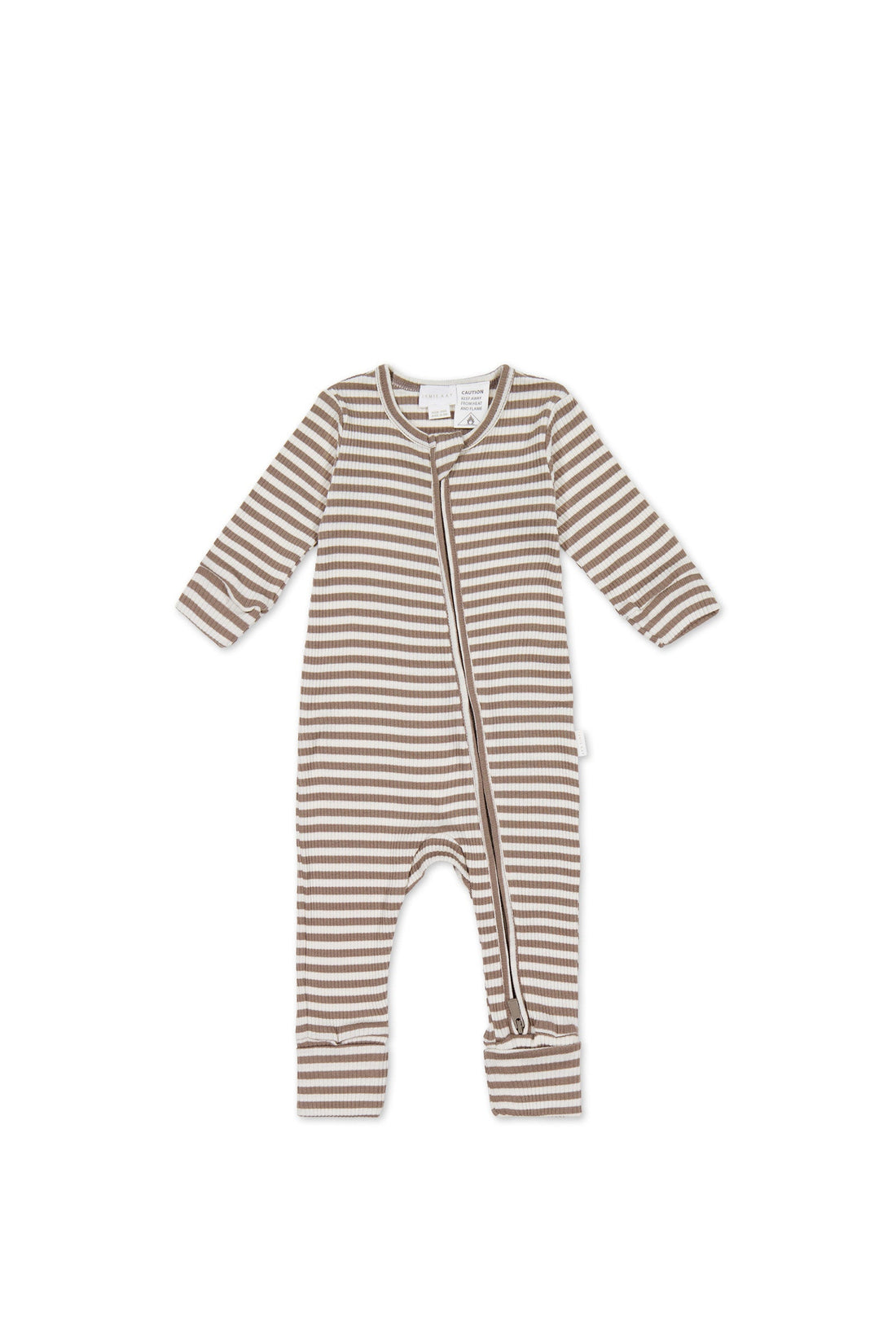 Organic Cotton Modal Gracelyn Onepiece - Narrow Stripe Tweed/Cloud Childrens Onepiece from Jamie Kay USA