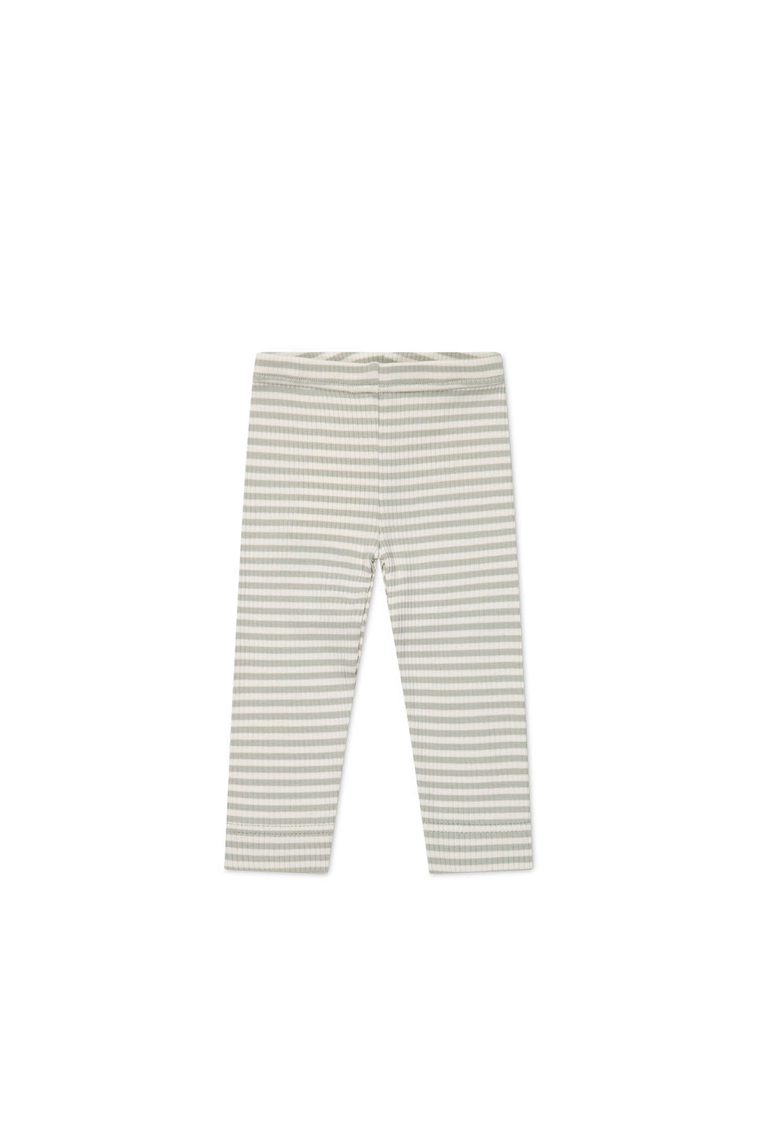 Organic Cotton Modal Everyday Legging - Narrow Stripe Moss/Cloud Childrens Legging from Jamie Kay USA