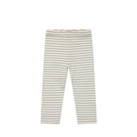 Organic Cotton Modal Everyday Legging - Narrow Stripe Moss/Cloud Childrens Legging from Jamie Kay USA