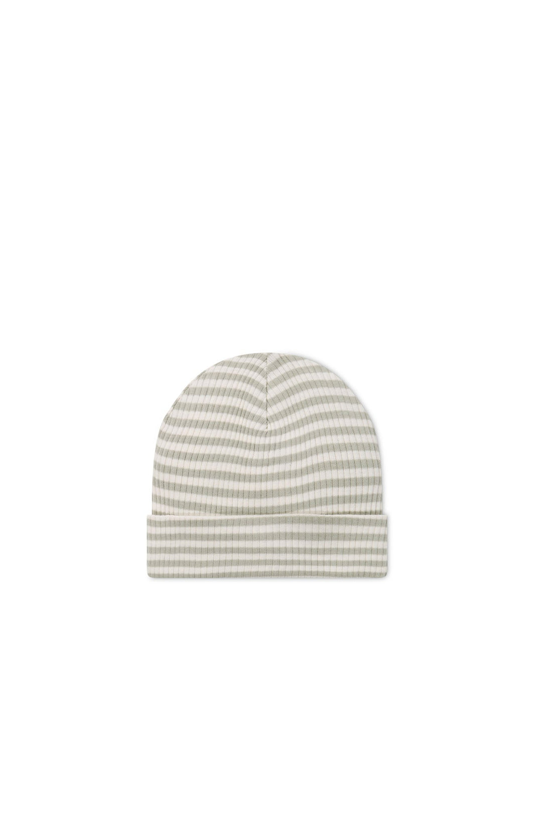 Organic Cotton Modal Lennon Beanie - Narrow Stripe Moss/Cloud Childrens Beanie from Jamie Kay USA