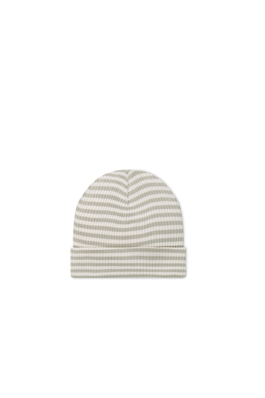 Organic Cotton Modal Lennon Beanie - Narrow Stripe Moss/Cloud Childrens Beanie from Jamie Kay USA