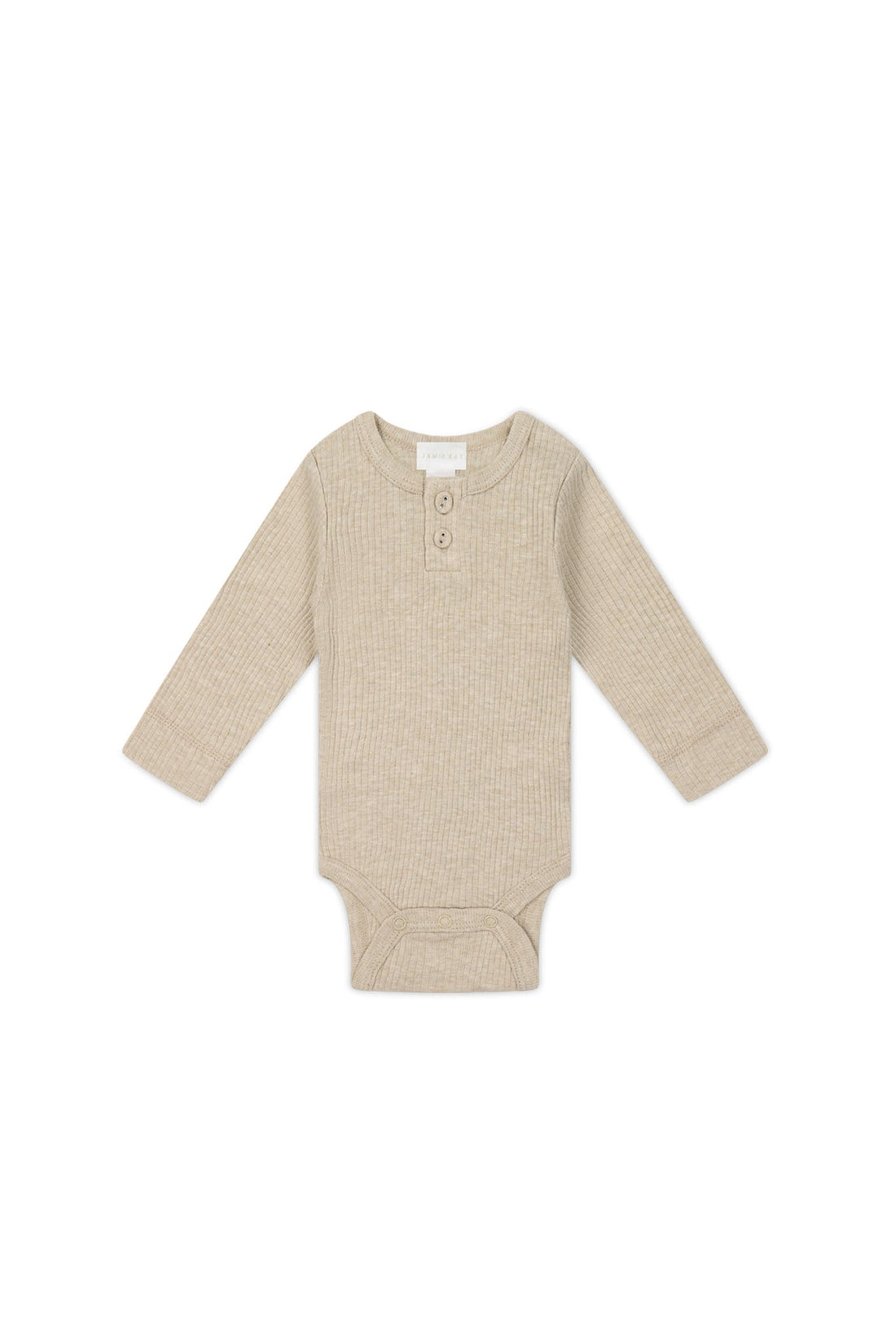 Organic Cotton Modal Long Sleeve Bodysuit - Biscuit Marle Childrens Bodysuit from Jamie Kay USA