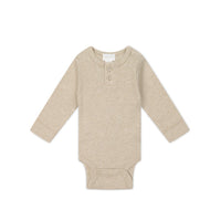 Organic Cotton Modal Long Sleeve Bodysuit - Biscuit Marle Childrens Bodysuit from Jamie Kay USA