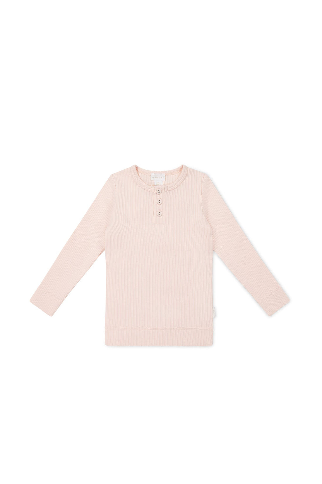 Organic Cotton Modal Long Sleeve Henley - Dainty Pink Childrens Top from Jamie Kay USA