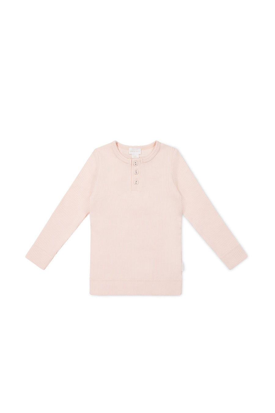 Organic Cotton Modal Long Sleeve Henley - Dainty Pink Childrens Top from Jamie Kay USA