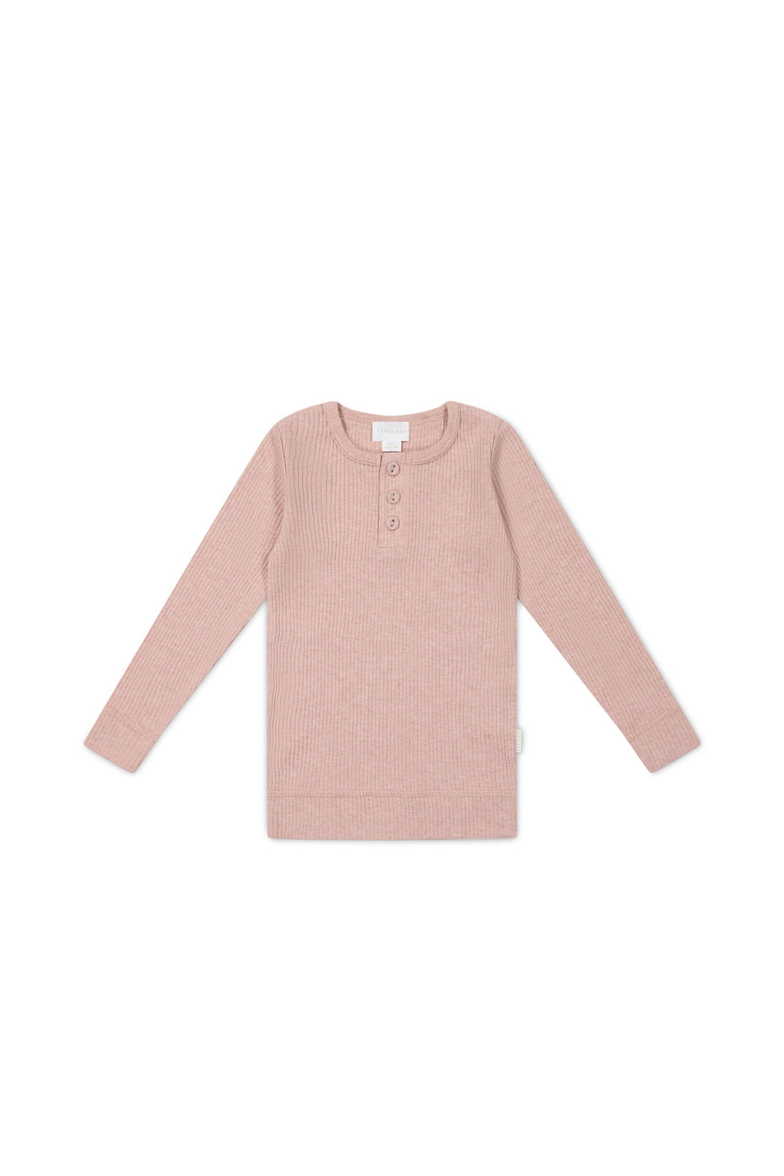 Organic Cotton Modal Long Sleeve Henley - Peony Marle Childrens Top from Jamie Kay USA