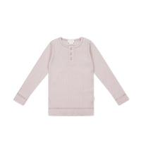 Organic Cotton Modal Long Sleeve Henley - Violet Tint Childrens Top from Jamie Kay USA