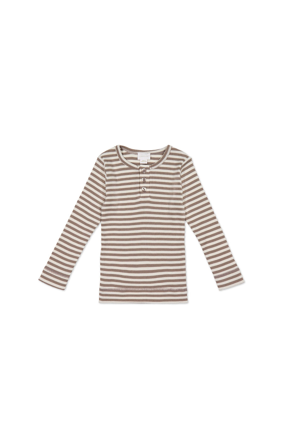 Organic Cotton Modal Long Sleeve Top - Narrow Stripe Tweed/Cloud Childrens Top from Jamie Kay USA