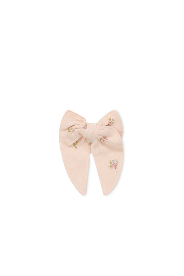 Organic Cotton Muslin Bow - Meredith Morganite Childrens Hair Bow from Jamie Kay USA