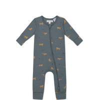 Organic Cotton Reese Zip Onepiece - Lenny Leopard Smoke Childrens Onepiece from Jamie Kay USA