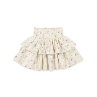 Organic Cotton Ruby Skirt - Sweet William Floral Natural Childrens Skirt from Jamie Kay USA