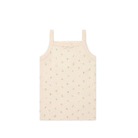 Organic Cotton Singlet - Ditsy Berry Rose Childrens Singlet from Jamie Kay USA