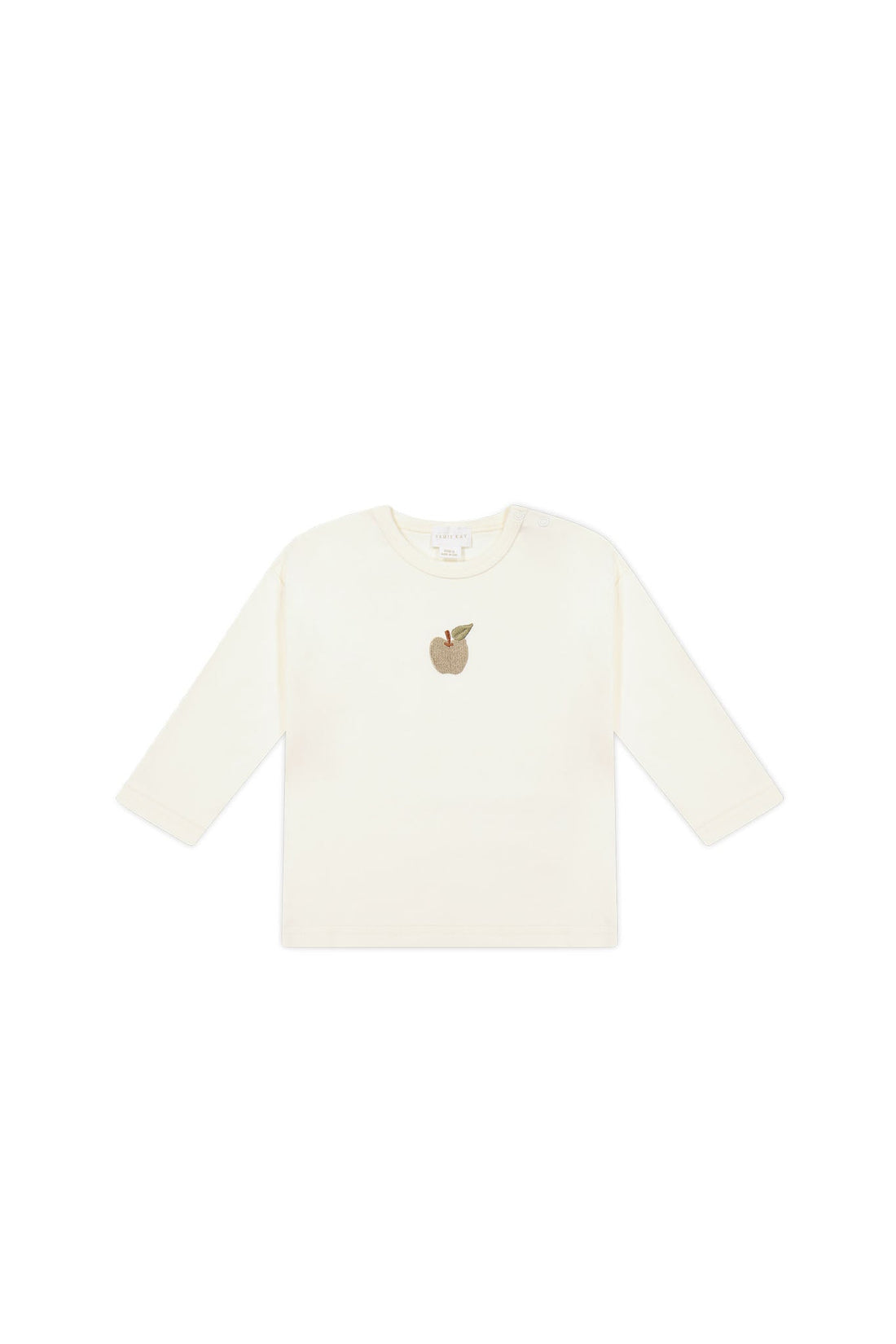 Pima Cotton Arnold Long Sleeve Top - Parchment Fresh Apple Childrens Top from Jamie Kay USA