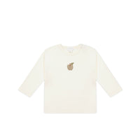 Pima Cotton Arnold Long Sleeve Top - Parchment Fresh Apple Childrens Top from Jamie Kay USA