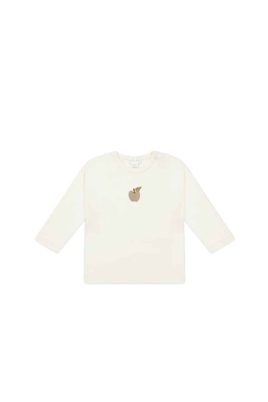 Pima Cotton Arnold Long Sleeve Top - Parchment Fresh Apple Childrens Top from Jamie Kay USA